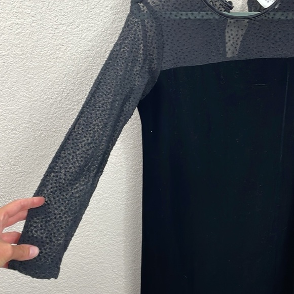 NWT Vintage RJ Collection Chelsea Rousso Velvet Swiss Dot Mesh Shift Dress Black - Picture 2 of 10